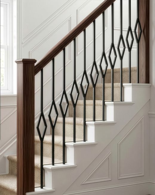Single Diamond Stair Spindle on Stairs