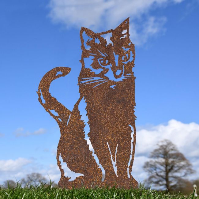 Rustic Sitting Cat Silhouette  Rustic Sitting Cat Silhouette