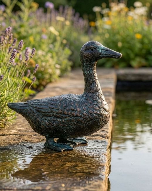 Sitting Duck Verdigris Cast Aluminium Sculpture Digital illustration