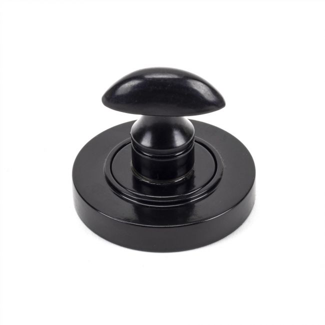 Sleek Black Round Thumbturn Set with Plain Cover