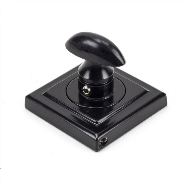 Sleek Black Square Thumbturn Set with Plain Cover