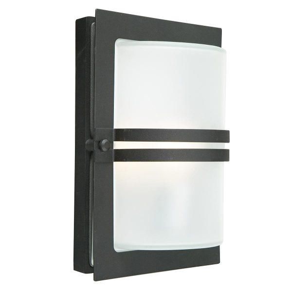 Slim Black Steel "Ettington" Frosted Outdoor Wall Light Slim Black Steel "Ettington" Frosted Outdoor Wall Light