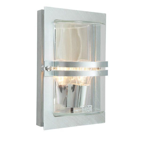 Slim Galvanised Steel "Ettington" Clear Outdoor Wall Light Slim Galvanised Steel "Ettington" Clear Outdoor Wall Light
