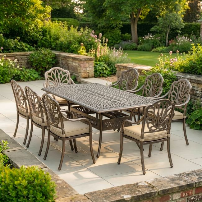 The "Goliath" 8-Seater Outdoor Dining Set - Antique Bronze digital illiustration copy 