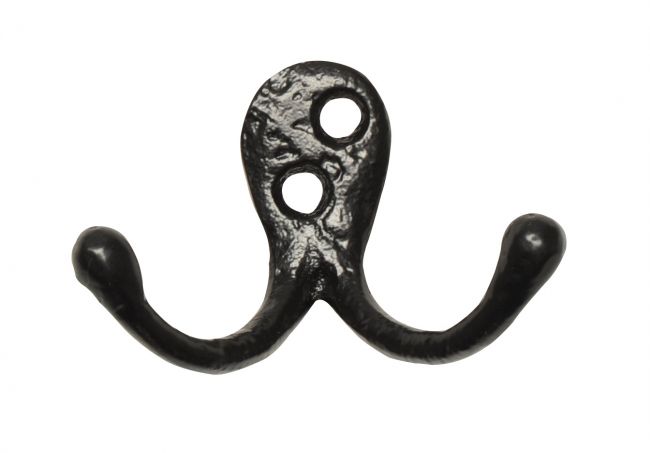 Small Antique Black Iron Double Wall Coat Hook Small Antique Black Iron Double Wall Coat Hook