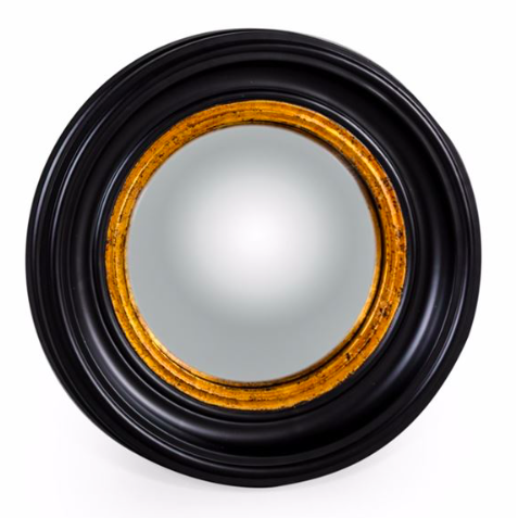 Small Round Mirror in a Black & Gold Finish Small Round Mirror in a Black & Gold Finish