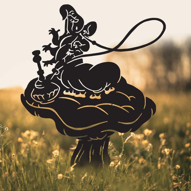 Black Smoking Caterpillar Silhouette in a Field Black Smoking Caterpillar Silhouette in a Field