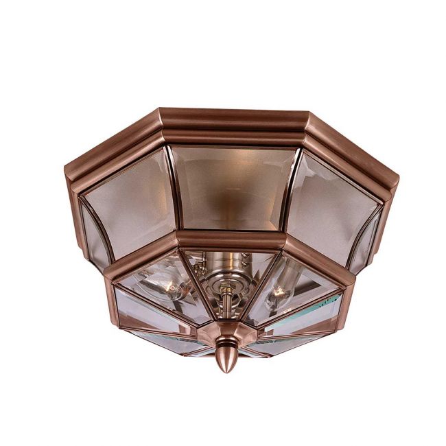 Solid Brass "Newton" Traditional Victorian Aged Copper Flush Ceiling Light Solid Brass "Newton" Traditional Victorian Aged Copper Flush Ceiling Light
