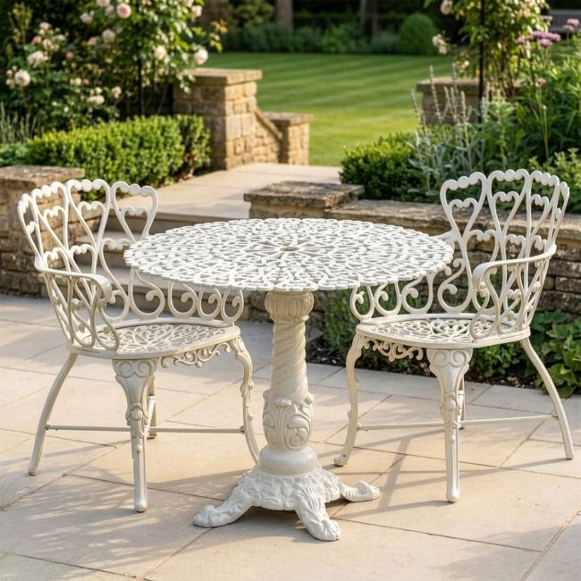 Solid Cream "Royal Ascott" Two Seater Bistro Set 
