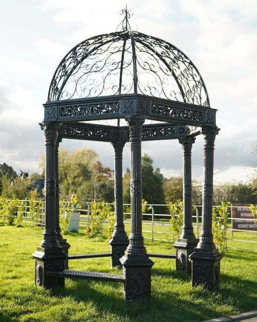 Ornate Wrought Iron "Somerford" Garden Gazebo - Midnight Black Ornate Wrought Iron "Somerford" Garden Gazebo - Midnight Black