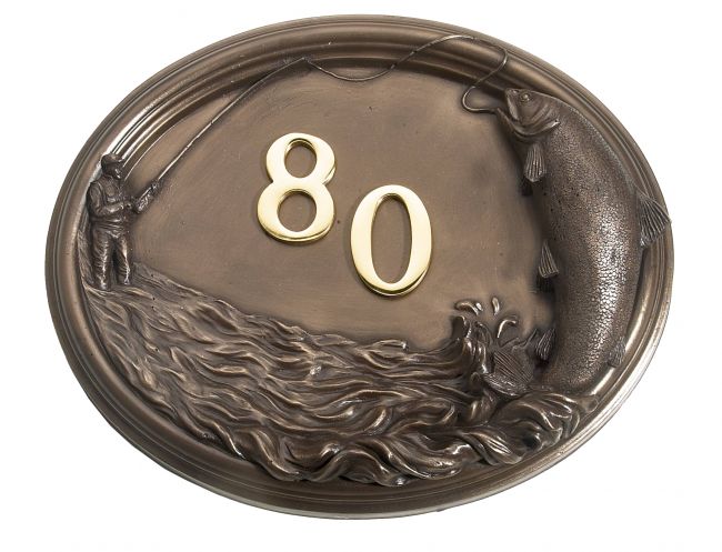 Fisherman house number plaque in a bronze finish