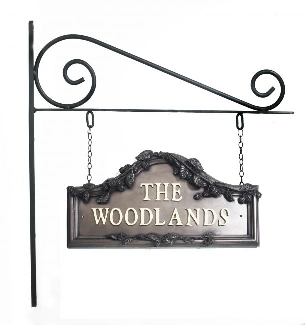 Bronze Bramble Design House Sign On Wall Mounted Bracket