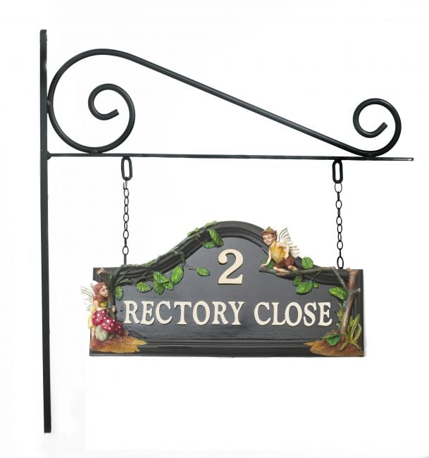 Flower Fairy Hand Painted House Sign on all Mounted Bracket Flower Fairy Hand Painted House Sign on all Mounted Bracket