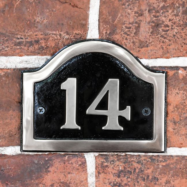 Black & Chrome cast number sign - no 14 Black & Chrome cast number sign - no 14