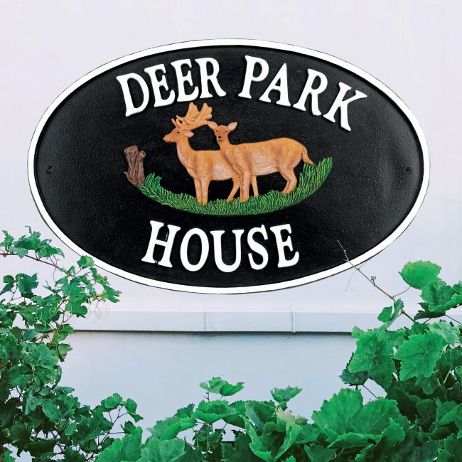 "Deer Park" Cast Iron Oval Sign "Deer Park" Cast Iron Oval Sign