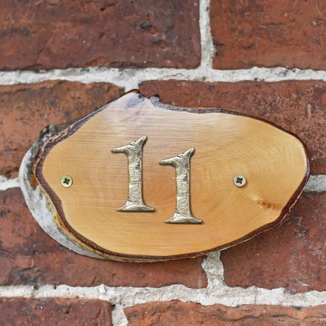 Natural Hard Wood Rustic House Number Sign - 11 Natural Hard Wood Rustic House Number Sign - 11