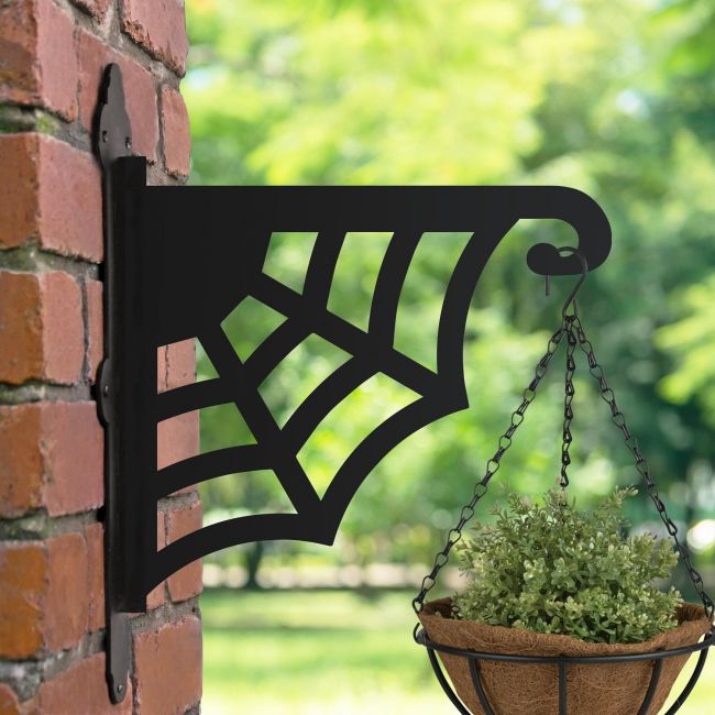 Spider Web Design on Hanging Basket Bracket Spider Web Design on Hanging Basket Bracket