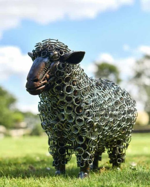 Rustic Bedspring Sheep Sculpture - Thumbnail Rustic Bedspring Sheep Sculpture - Thumbnail