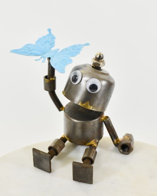 "Sprocket" the Upcycled Metal Home Ornament Blue