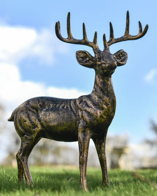 Brushed Gold "Winston" Stag Garden Sculpture  Brushed Gold "Winston" Stag Garden Sculpture