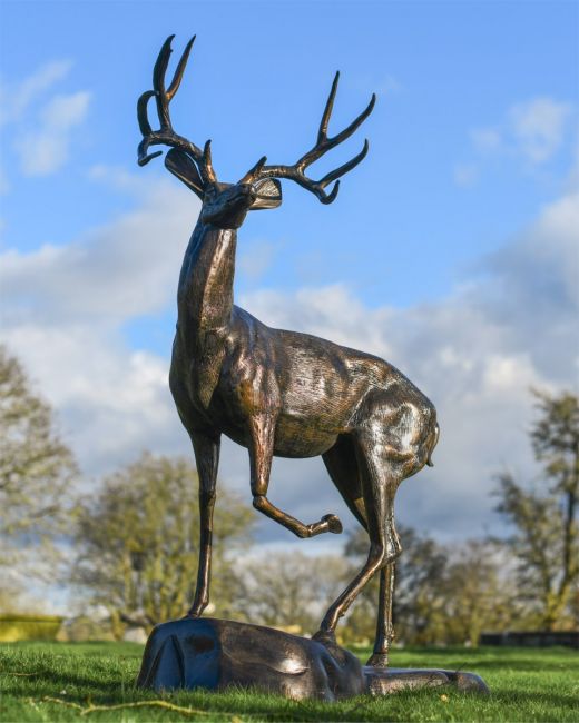 "Herschel" Stag On Rock Sculpture 
