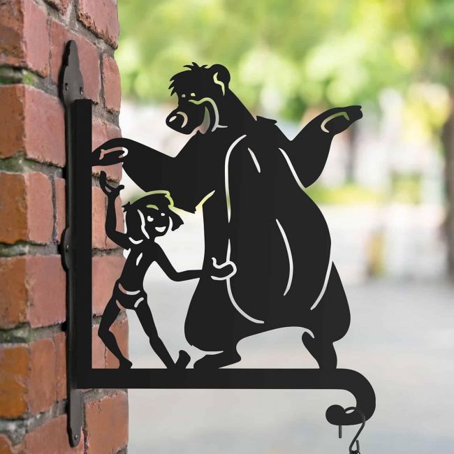 Steel Cartoon "Bear Necessities" Hanging Basket Bracket Steel Cartoon "Bear Necessities" Hanging Basket Bracket