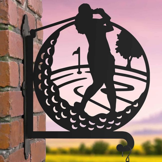Steel Female Golfer Hanging Basket Bracket Steel Female Golfer Hanging Basket Bracket