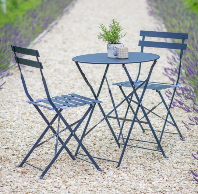 Steel Folding Bistro Set in Situ Outside Steel Folding Bistro Set in Situ Outside