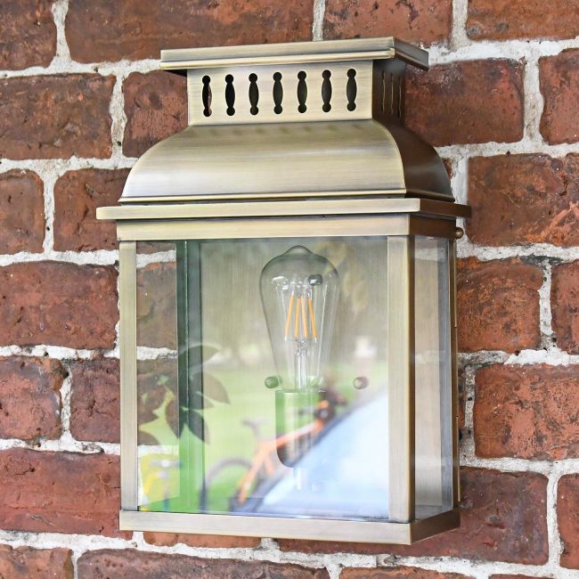 "Stoneford Park" Half Wall Lantern Finish in an Antique Brass "Stoneford Park" Half Wall Lantern Finish in an Antique Brass