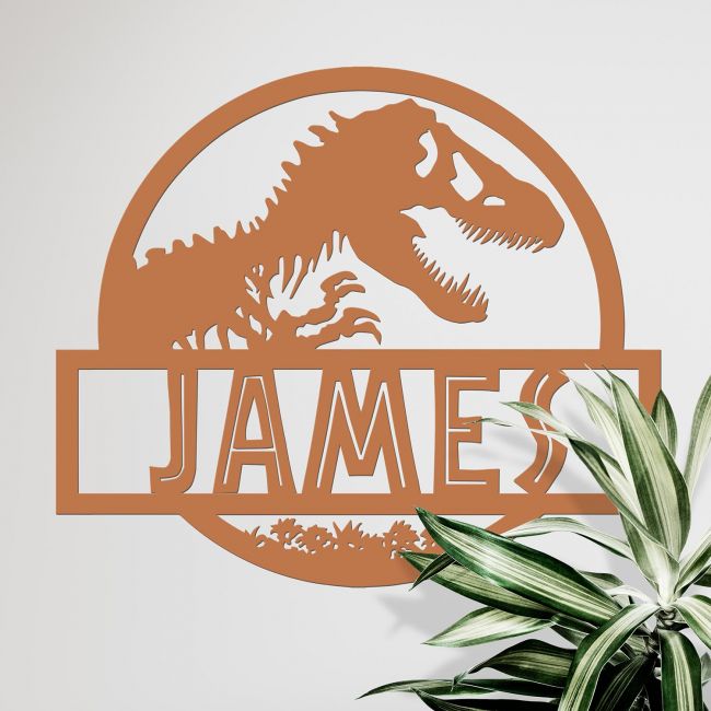 T-Rex Steel Monogram Name Sign in Situ Next to Plants T-Rex Steel Monogram Name Sign in Situ Next to Plants