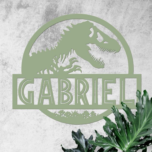 T-Rex Steel Monogram Name Sign in Situ Next to Plants T-Rex Steel Monogram Name Sign in Situ Next to Plants