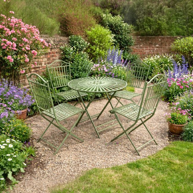 The "Heronsall" 4-Seat Circular Dining Set - Antique Green 