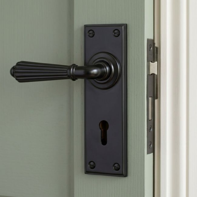The Aged Bronze Classic Fluted Period Lever Lock Suite Architectural Door Handle Set