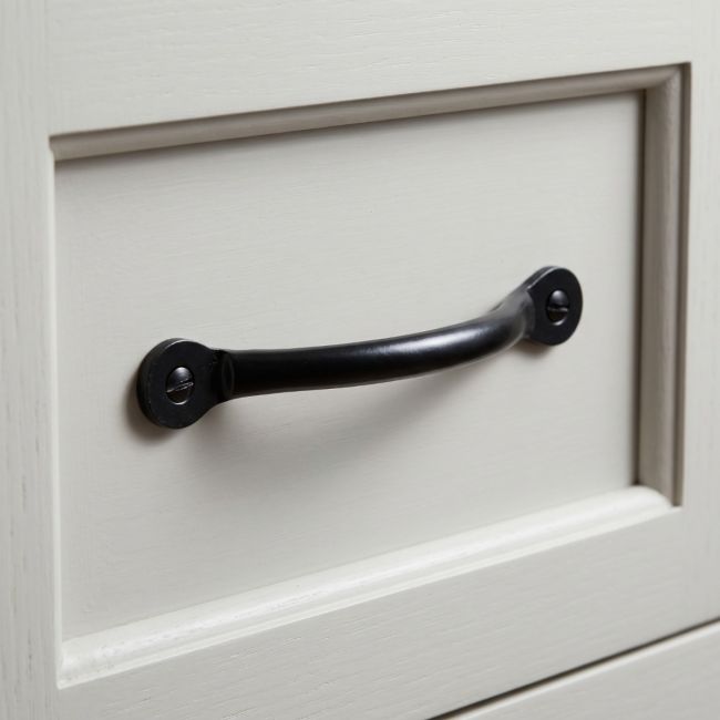 The Cotswold Penny End Arched Pull Handle - 180mm Shown on a Light Grey Drawer - Digital Illustration