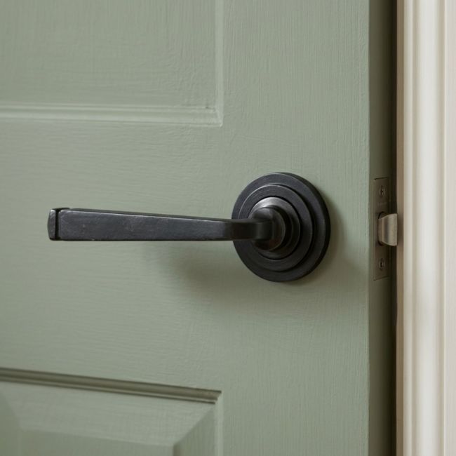  Beeswax Unsprung Lever Door Handle on Art Deco Rose Front