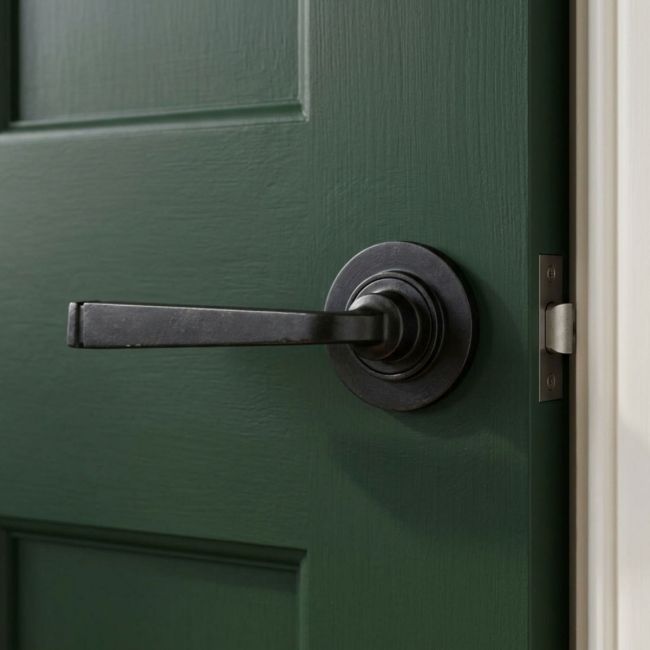 Beeswax Unsprung Lever Door Handle on Rose Front