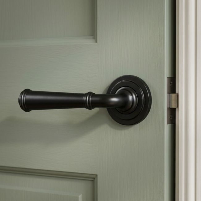 Beeswax Unsprung Lever Door Handle on Art Deco Rose