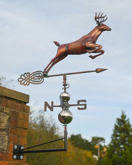 Leaping Stag Verdigris Copper Weathervane