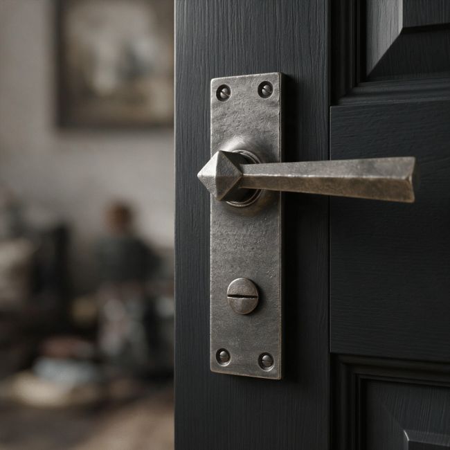 Pewter Straight Lever Bathroom Set