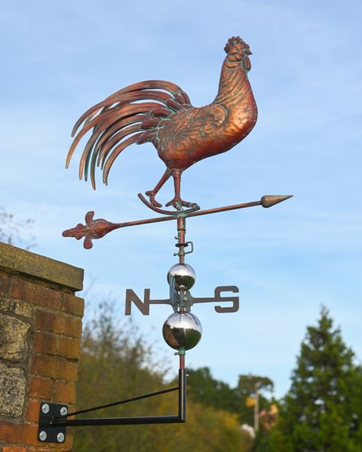 Proud Cockerel Verdigris Copper Weathervane