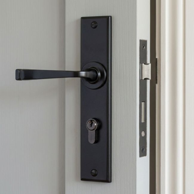 "Ravenscroft" Lever Euro Lock Set in Black