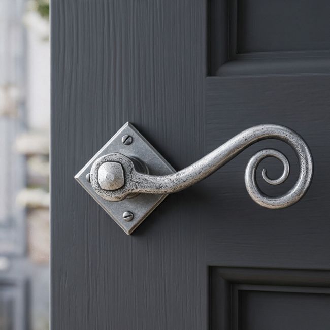 "Rhesus" Monkeytail on Diamond Rose In An Antique Pewter Finish