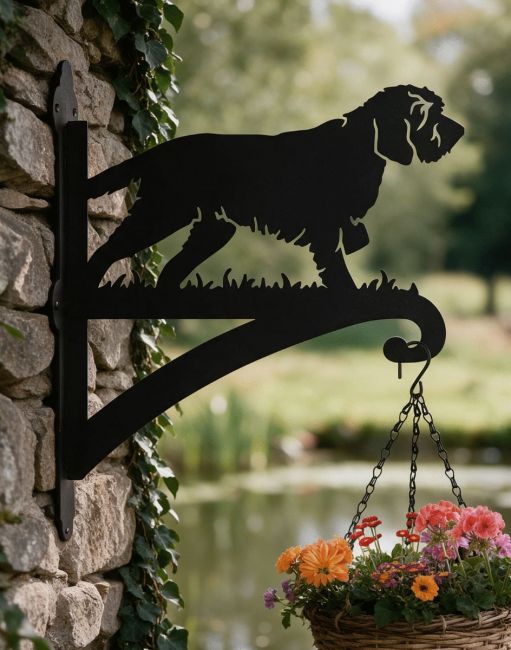 Single Korthals Griffon Hanging Basket Bracket