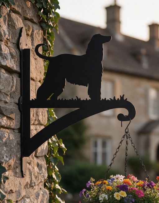 Steel Afghan Hound Hanging Basket Bracket