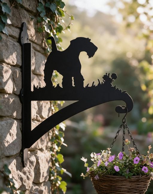 Steel Airedale Terrier Dog Hanging Basket Bracket