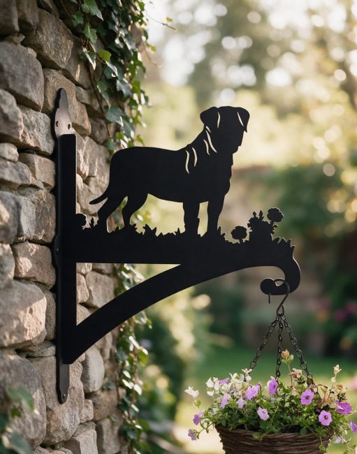 Steel Bullmastiff Dog Hanging Basket Bracket