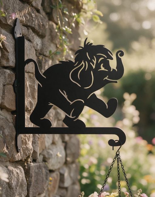 Steel Cartoon Baby Elephant Hanging Basket Bracket