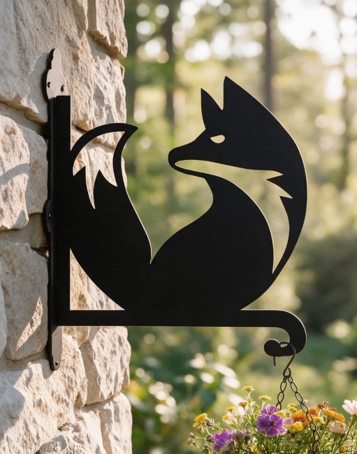 Steel Contemporary Fox Hanging Basket Bracket