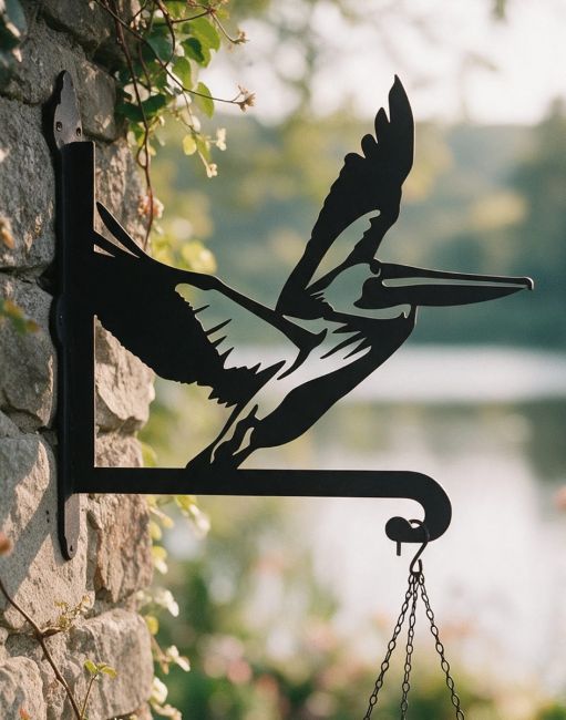 Steel Flying Pelican Hanging Basket Bracket