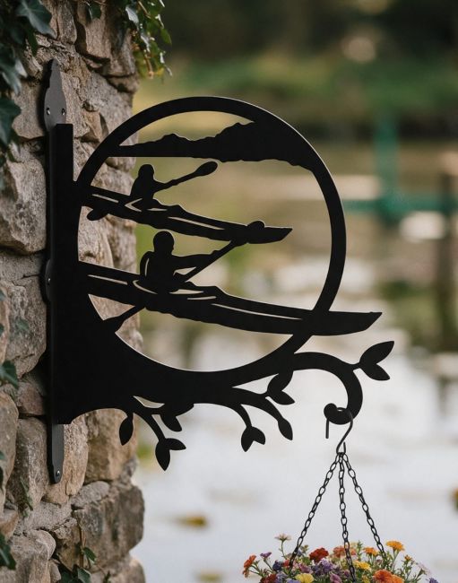 Steel Kayaking Couple Hanging Basket Bracket